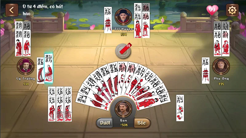 Game Chắn cho phép 4 người tham gia chơi